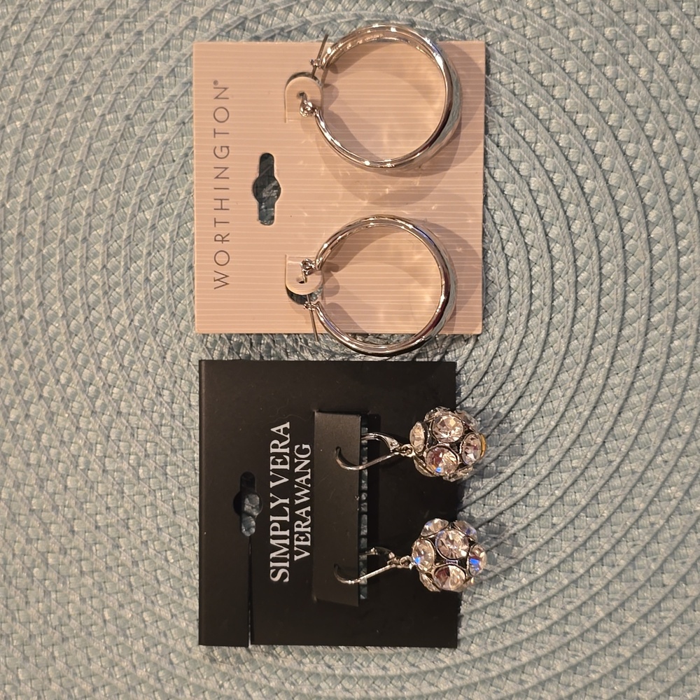 SIMPLY VERA & WORTHINGTON WOMEN'S FASHION JEWELRY SILVERTONE EARRINGS …